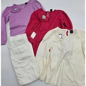 4 Piece Gap Girl's Size 4 Flower Long Sleeve Ballerina Tops and Jeans